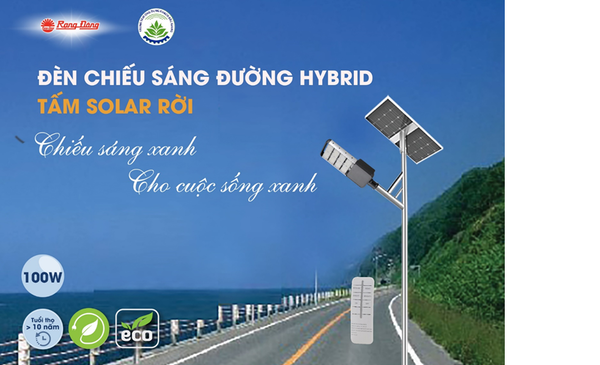 ĐÈN ĐƯỜNG HYBRID TẤM SOLAR RỜI 100W